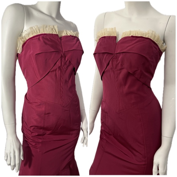 CAROLINA HERRERA - RENEE's OSCAR $5490 Runway RASPBERRY SILK Gown Dress 4-6 - Picture 7 of 14